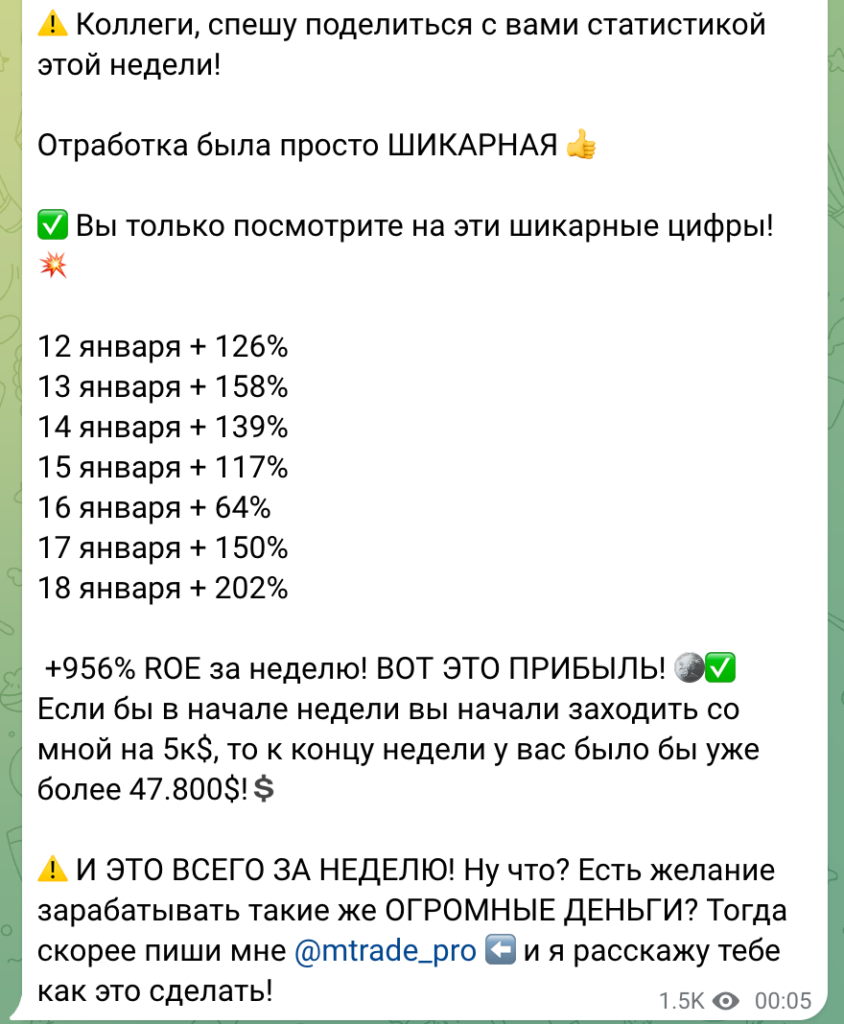 Пример статистики @mtrade_pro